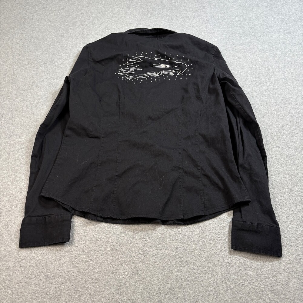 Harley Davidson Shirt Women Large Black Screamin' Eagle Motorcycle Biker 90s Y2K